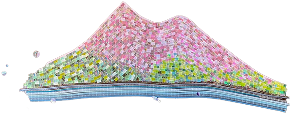 わたしじかんのワークショップ・ラクバリのマスキングテープアート 春のピンクをイメージした山