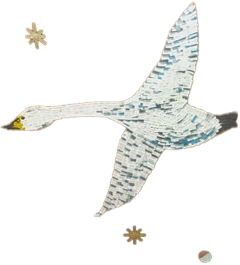 わたしじかんのワークショップ・ラクバリのマスキングテープアート 猪苗代湖に飛来する白鳥