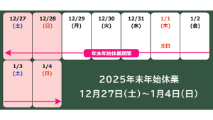 年末年始休業2025
